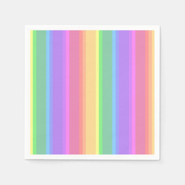 Serviette En Papier Bandes arc-en-ciel pastel (Devant)