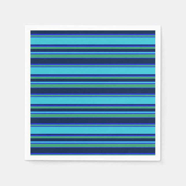 Serviette En Papier Bandes bleues et vertes (Devant)