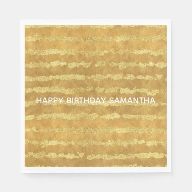 Serviette En Papier Bandes brillantes d'or (Devant)