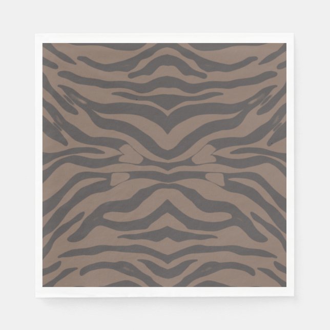 Serviette En Papier Bandes Brown et noires de tigres (Devant)