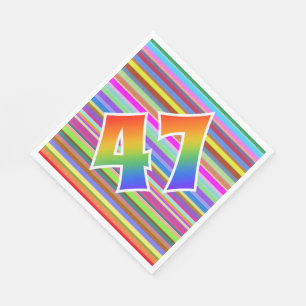 Serviette En Papier Bandes colorées + Motif arc-en-ciel "47" N° d'évén