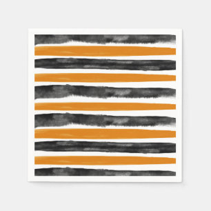 Serviette En Papier Bandes d'aquarelle d'Halloween noir et orange