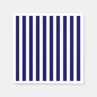 Serviette En Papier Bandes de bonbons bleu et blanc marine