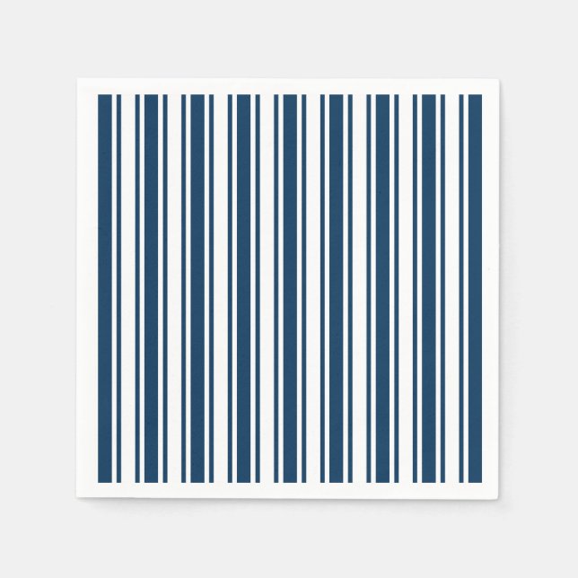 Serviette En Papier Bandes de bonbons bleu et blanc marine (Devant)