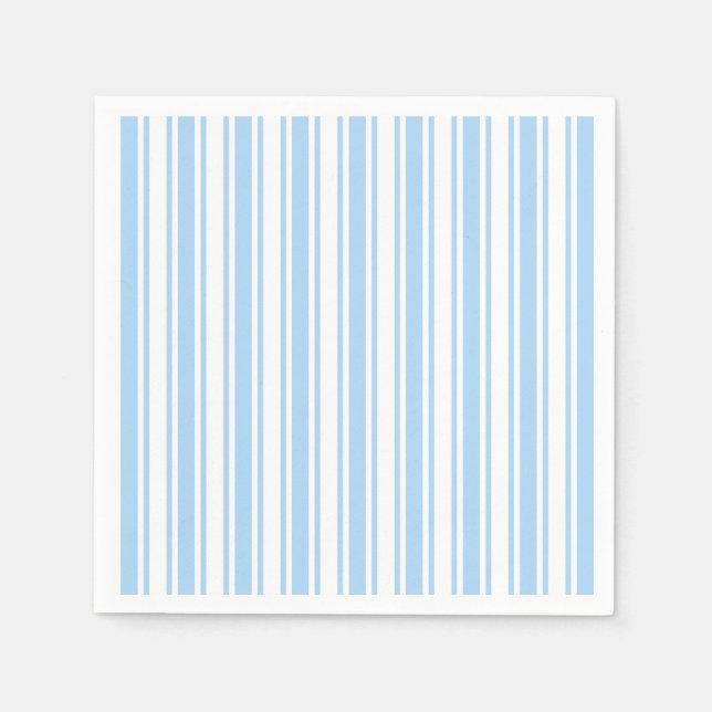 Serviette En Papier Bandes de bonbons bleu pâle et blanc (Devant)