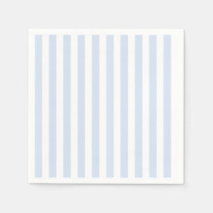 Serviette En Papier Bandes de bonbons bleu pâle et blanc