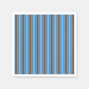 Serviette En Papier Bandes de bonbons Brown et bleues