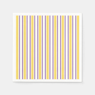 Serviette En Papier Bandes de bonbons jaunes, violets et blancs