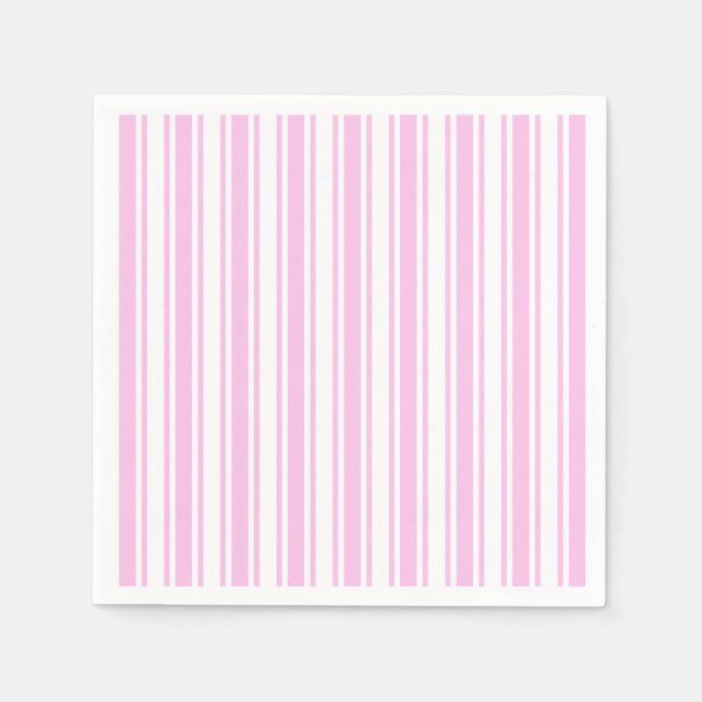 Serviette En Papier Bandes de bonbons rose clair et blanc (Devant)