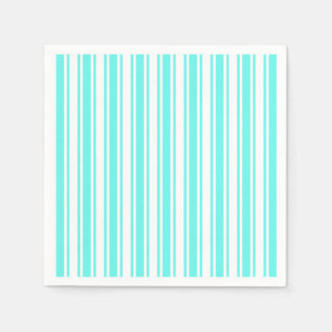 Serviette En Papier Bandes de bonbons turquoise et blanche