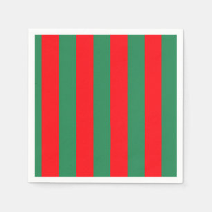 Serviette En Papier Bandes de Noël classiques rouges et vertes