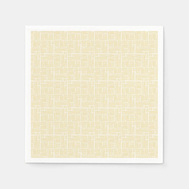 Serviette En Papier Bandes de rouleau d'encre jaune sur blanc (Devant)