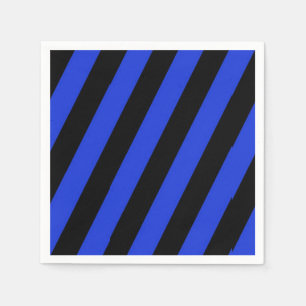 Serviette En Papier bandes diagonales bleu et noir