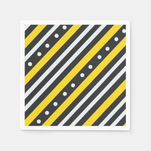 Serviette En Papier Bandes et bulles jaune noir