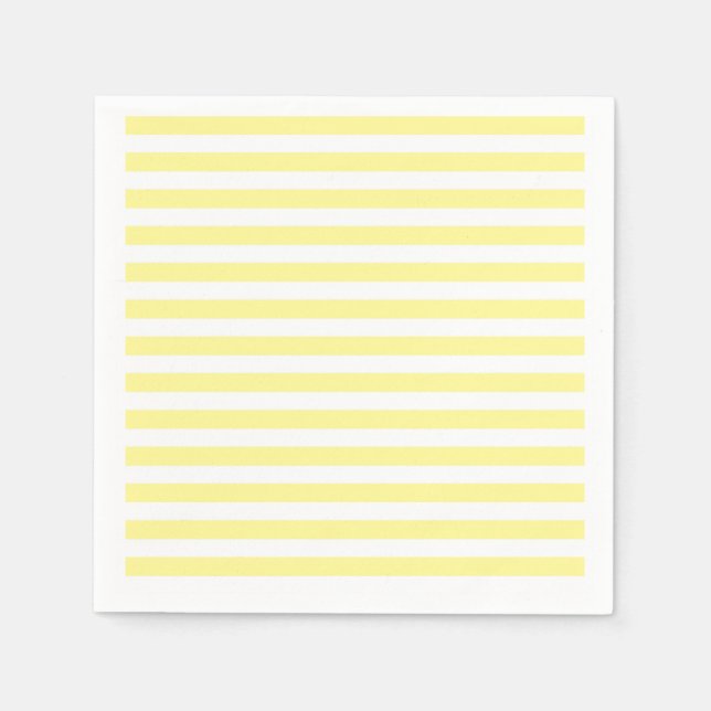 Serviette En Papier Bandes jaune pâle et blanc (Devant)