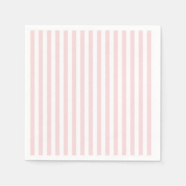 Serviette En Papier Bandes minces - Blanc et rose pâle (Devant)