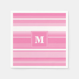 Serviette En Papier Bandes rose monogramme