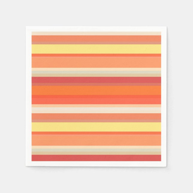 Serviette En Papier Bandes rouges mignonnes orange (Devant)