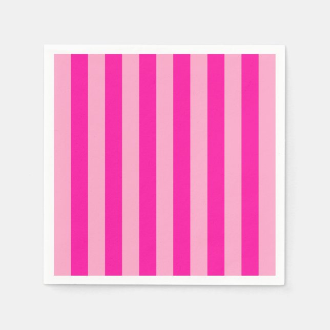 Serviette En Papier Bandes verticales rose chaud (Devant)