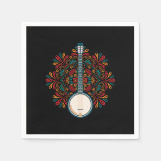 Serviette En Papier Banjo Instrument acoustique Pays Musique Bleu Cade
