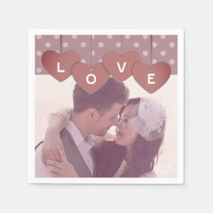 Serviette En Papier Bannière de cœurs d'amour personnalisée superposée
