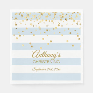 Serviette En Papier BAPTÊME BAPTÊME BÂTISSERIE Pastel Blue Gold