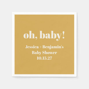 Serviette En Papier Baptême Bébé Jaune Poussiéreux Mignon Moderne Nom 