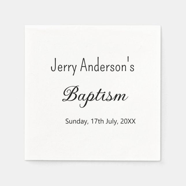 Serviette En Papier Baptême catholique enfants moderne simple QR minim (Devant)