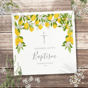 Serviette En Papier Baptême Citron Fleur Floral