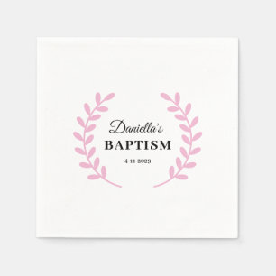 Serviette En Papier Baptême de Bébé Fille Rose