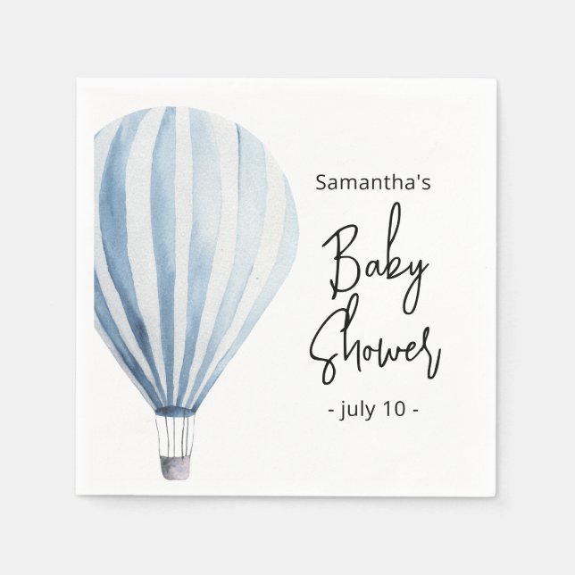 Serviette En Papier Baptême de bébé - montgolfière (Devant)