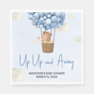 Serviette En Papier Baptême de Bébé Montgolfière Bleue en Vol