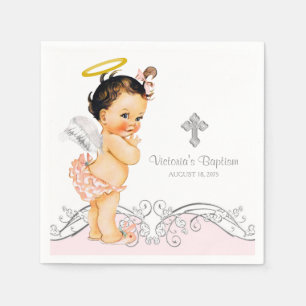 Serviette En Papier Baptême de fille Ange Bapteme