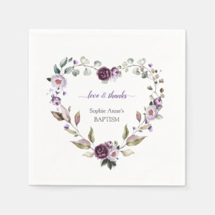 Serviette En Papier Baptême de Fleurs de pivoines violettes délicates