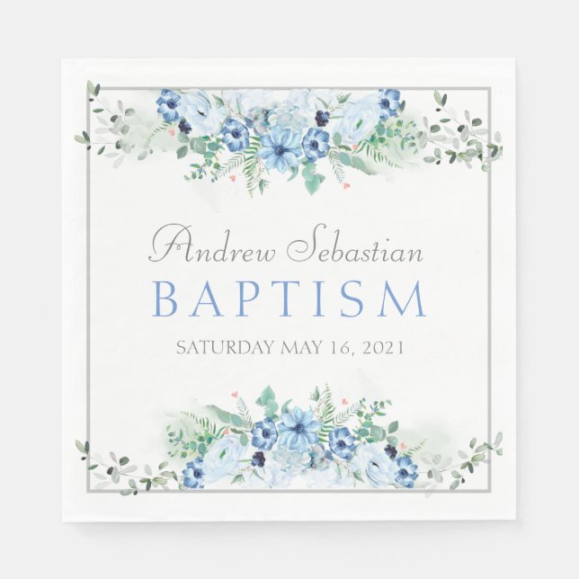 Serviette En Papier Baptême de garçon Parti personnalisé Napkin (Devant)