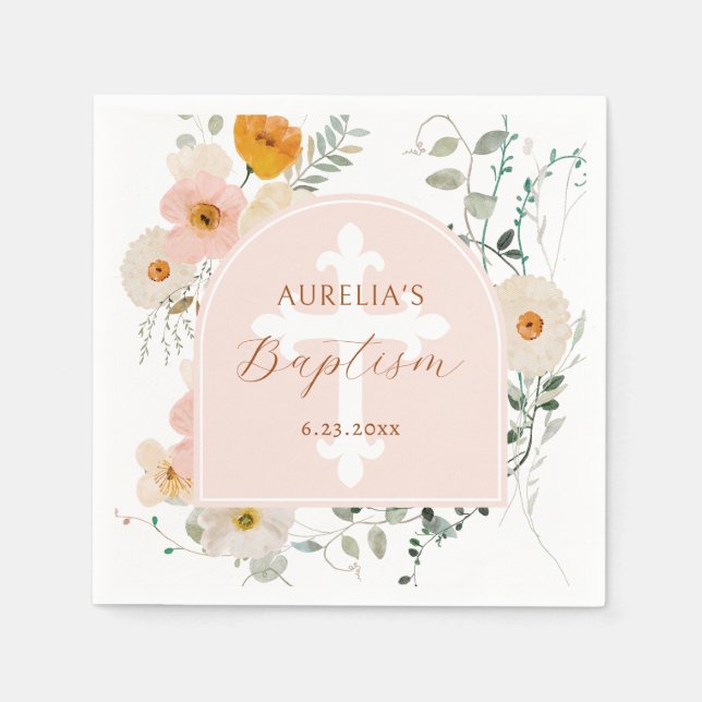 Serviette En Papier Baptême de l'arc fleur sauvage (Devant)