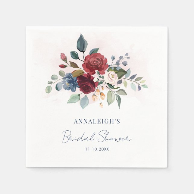 Serviette En Papier Baptême de mariage écriture végétale florale de Bo (Devant)