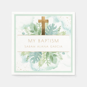 Serviette En Papier Baptême de verdure Garçon/Fille Pale Green