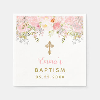 Serviette En Papier Baptême floral serviettes personnalisées
