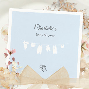 Serviette En Papier Baptême Minimaliste Bleu Clair pour Petit Garçon