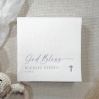 Baptême Moderne Simple Bleu Poussiéreux Dieu Bénis
