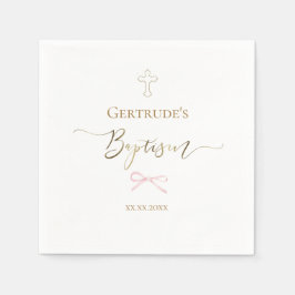 Serviette En Papier Baptême petit arc rose