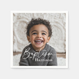 Serviette En Papier Baptême photo ronde