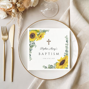 Serviette En Papier Baptême religieux élégant Tournesol