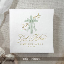 Baptism Communion Gold God Bless Bow Cross