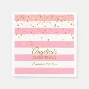 SERVIETTE EN PAPIER BAPTISME EN OR ROSE BLANC BLANC BLANC N