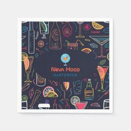 Serviette En Papier Bar à cocktails Professional | Lumière néon