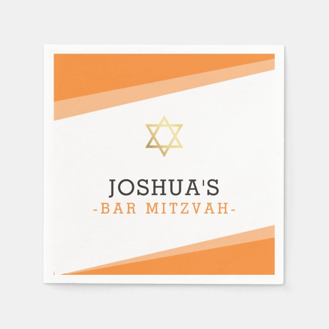 Serviette En Papier BAR MITZVAH étoile simple moderne audace orange cl (Devant)