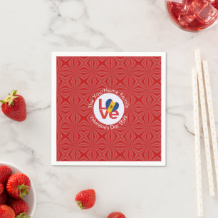 Serviette En Papier Barbadiènne Cœur de l'Amour Drapeau Saint-Valentin