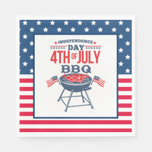 Serviette En Papier Barbecue 4 juillet Étoiles et bandes